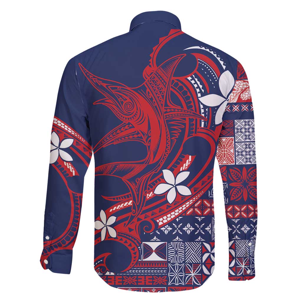 Samoa Manuia le Aso Tuto'atasi Family Matching Mermaid Dress and Hawaiian Shirt Siapo Mamanu Mix Tatau Marlin - Flag Color