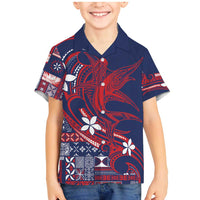 Samoa Manuia le Aso Tuto'atasi Family Matching Mermaid Dress and Hawaiian Shirt Siapo Mamanu Mix Tatau Marlin - Flag Color