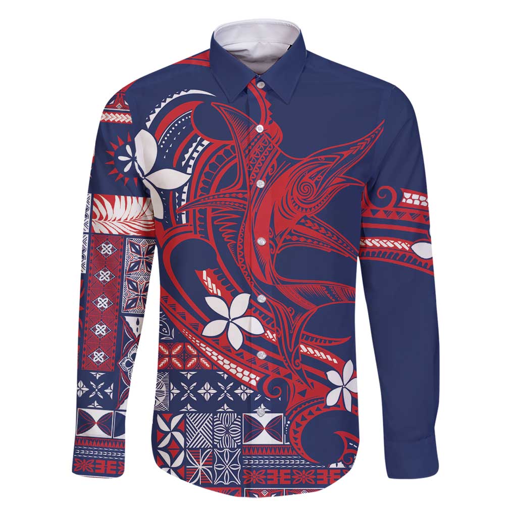 Samoa Manuia le Aso Tuto'atasi Family Matching Puletasi and Hawaiian Shirt Siapo Mamanu Mix Tatau Marlin - Flag Color
