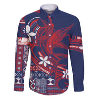 Samoa Manuia le Aso Tuto'atasi Family Matching Puletasi and Hawaiian Shirt Siapo Mamanu Mix Tatau Marlin - Flag Color