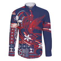 Samoa Manuia le Aso Tuto'atasi Family Matching Tank Maxi Dress and Hawaiian Shirt Siapo Mamanu Mix Tatau Marlin - Flag Color