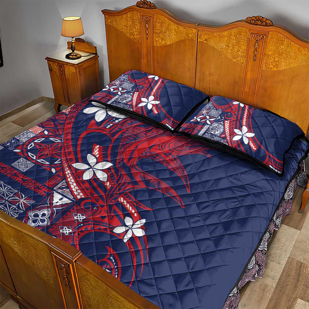 Samoa Manuia le Aso Tuto'atasi Quilt Bed Set Siapo Mamanu Mix Tatau Marlin - Flag Color