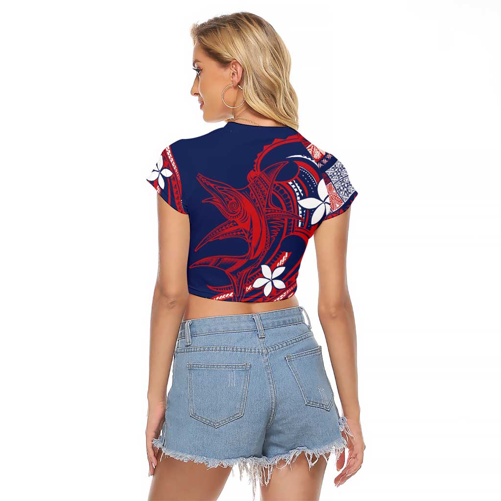 Samoa Manuia le Aso Tuto'atasi Raglan Cropped T Shirt Siapo Mamanu Mix Tatau Marlin - Flag Color