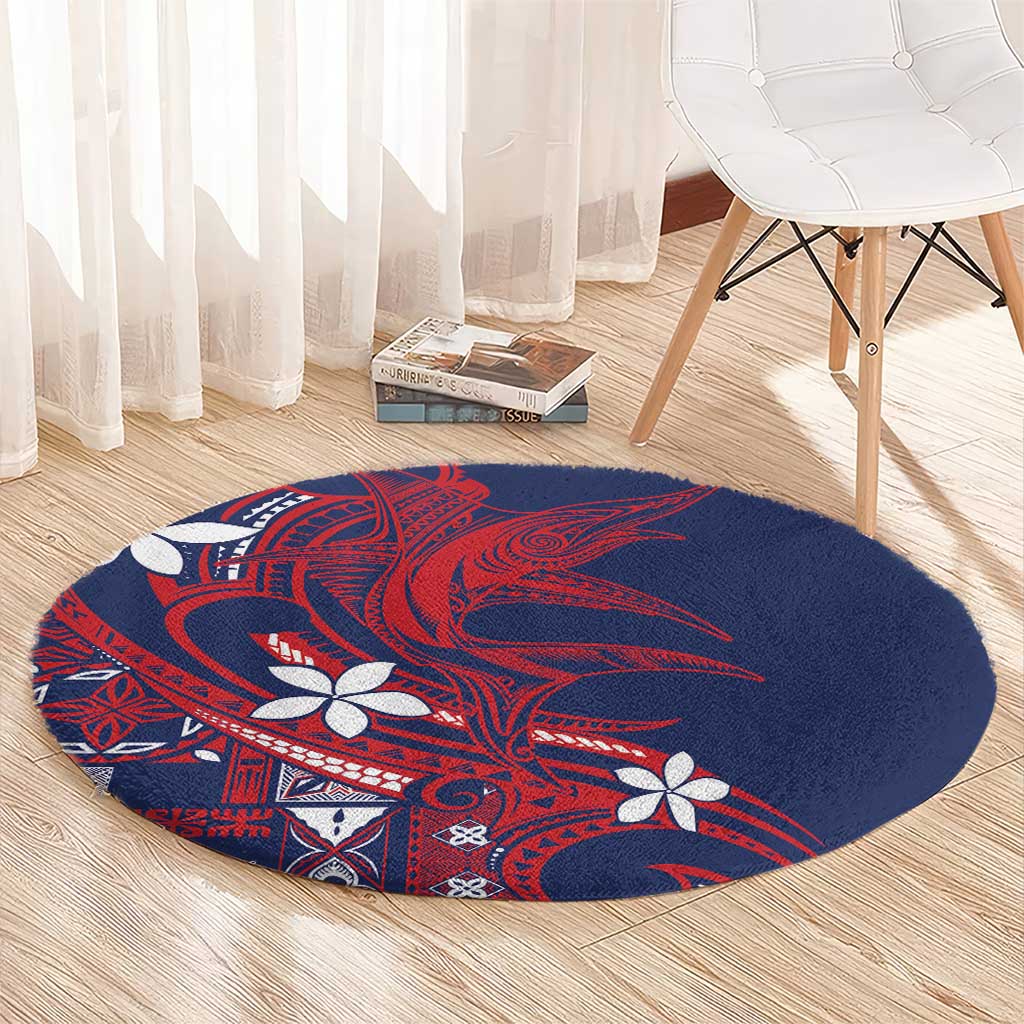 Samoa Manuia le Aso Tuto'atasi Round Carpet Siapo Mamanu Mix Tatau Marlin - Flag Color