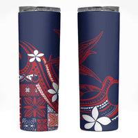 Samoa Manuia le Aso Tuto'atasi Skinny Tumbler Siapo Mamanu Mix Tatau Marlin - Flag Color LT7 Blue - Polynesian Pride