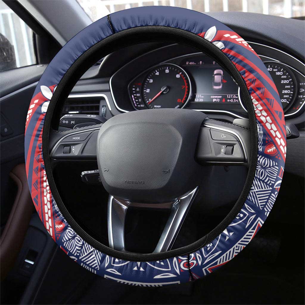 Samoa Manuia le Aso Tuto'atasi Steering Wheel Cover Siapo Mamanu Mix Tatau Marlin - Flag Color