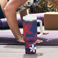 Samoa Manuia le Aso Tuto'atasi Tumbler With Handle Siapo Mamanu Mix Tatau Marlin - Flag Color LT7 - Polynesian Pride
