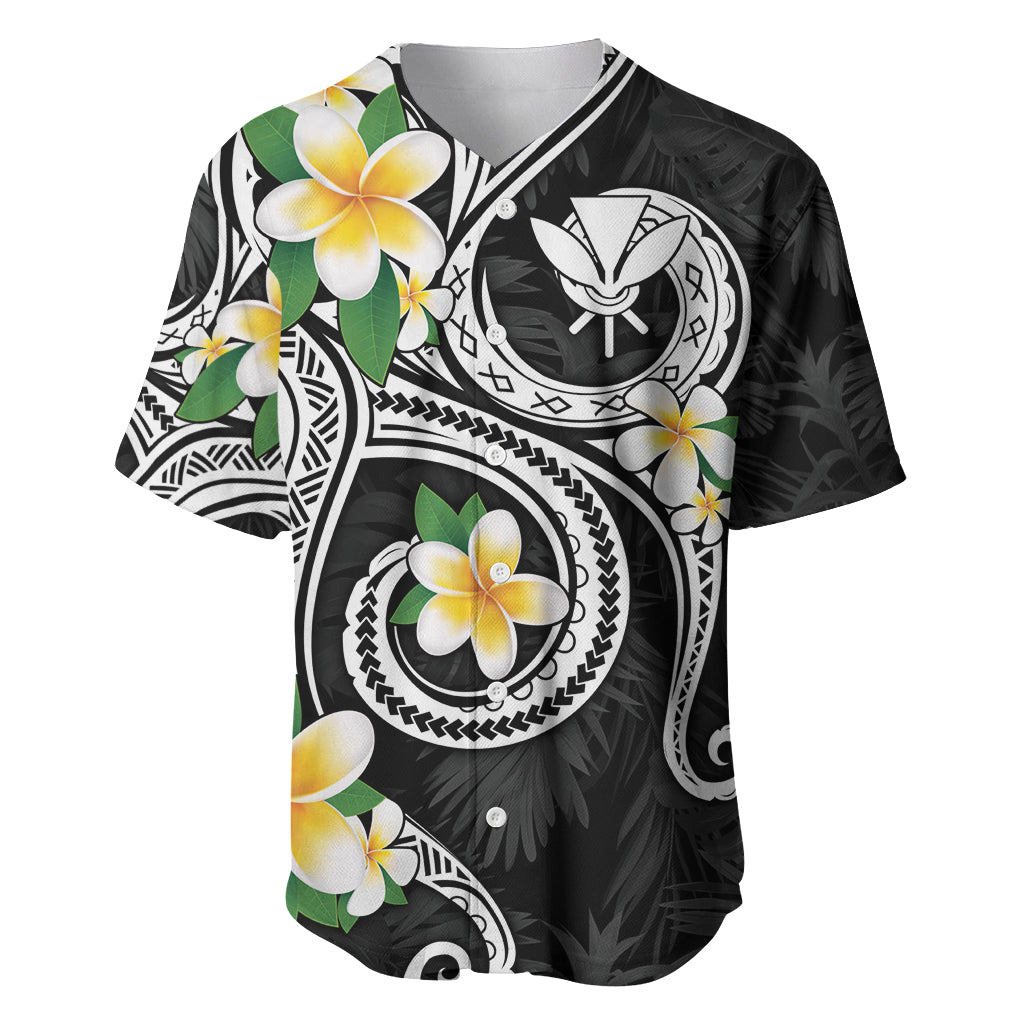 Kanaka Maoli Hawaii Plumeria Baseball Jersey Dancing Tentacles Black Style LT7 Black - Polynesian Pride
