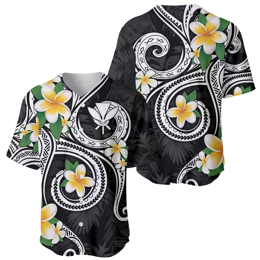 Kanaka Maoli Hawaii Plumeria Baseball Jersey Dancing Tentacles Black Style LT7 - Polynesian Pride