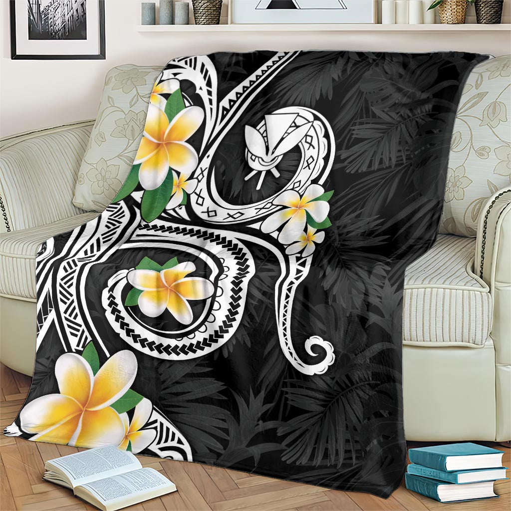 Kanaka Maoli Hawaii Plumeria Blanket Dancing Tentacles Black Style LT7 - Polynesian Pride
