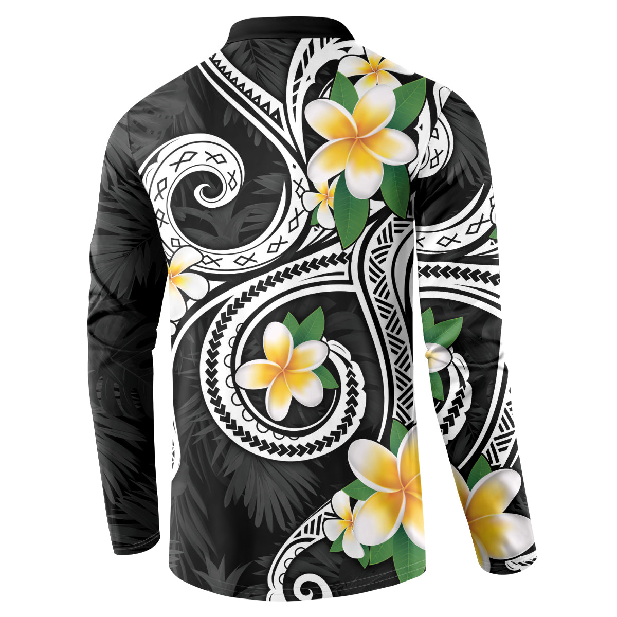 Kanaka Maoli Hawaii Plumeria Button Sweatshirt Dancing Tentacles Black Style LT7 - Polynesian Pride