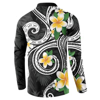 Kanaka Maoli Hawaii Plumeria Button Sweatshirt Dancing Tentacles Black Style LT7 - Polynesian Pride