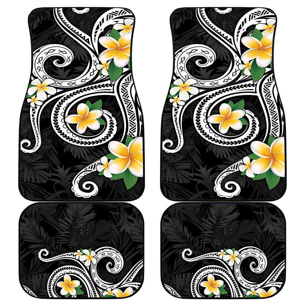 Kanaka Maoli Hawaii Plumeria Car Mats Dancing Tentacles Black Style