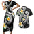 Kanaka Maoli Hawaii Plumeria Couples Matching Short Sleeve Bodycon Dress and Hawaiian Shirt Dancing Tentacles Black Style