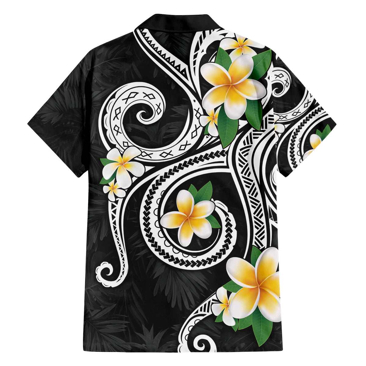 Kanaka Maoli Hawaii Plumeria Family Matching Off Shoulder Short Dress and Hawaiian Shirt Dancing Tentacles Black Style LT7 - Polynesian Pride