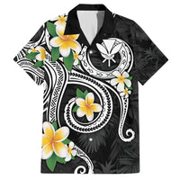 Kanaka Maoli Hawaii Plumeria Family Matching Short Sleeve Bodycon Dress and Hawaiian Shirt Dancing Tentacles Black Style LT7 Dad's Shirt - Short Sleeve Black - Polynesian Pride