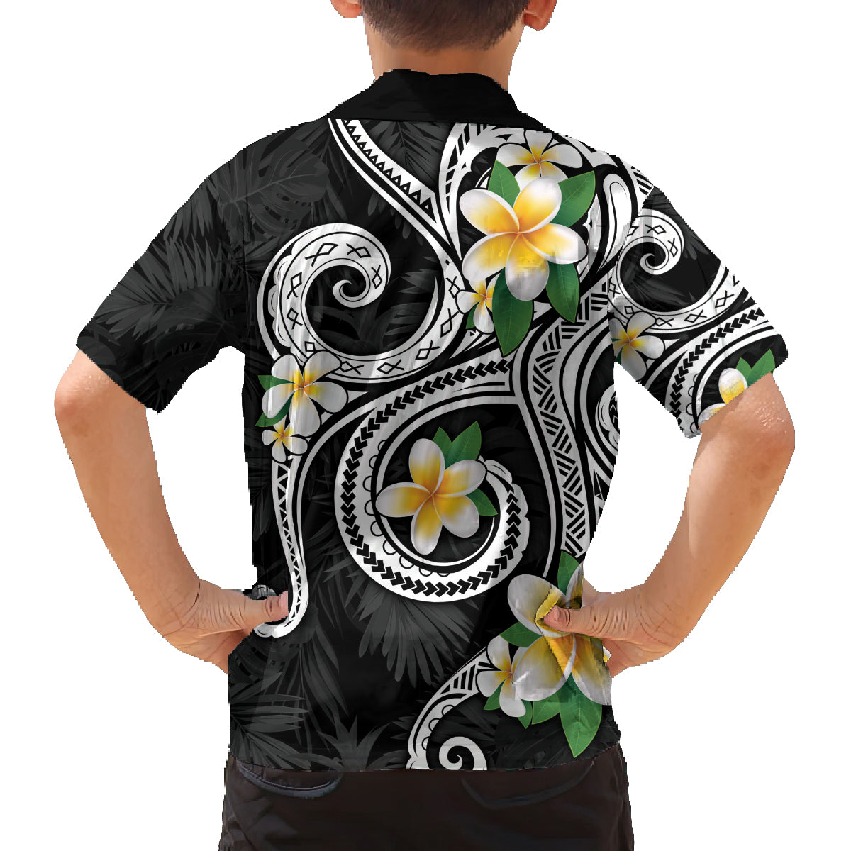 Kanaka Maoli Hawaii Plumeria Family Matching Summer Maxi Dress and Hawaiian Shirt Dancing Tentacles Black Style LT7 - Polynesian Pride
