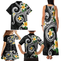 Kanaka Maoli Hawaii Plumeria Family Matching Tank Maxi Dress and Hawaiian Shirt Dancing Tentacles Black Style LT7 - Polynesian Pride