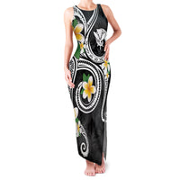 Kanaka Maoli Hawaii Plumeria Family Matching Tank Maxi Dress and Hawaiian Shirt Dancing Tentacles Black Style LT7 Mom's Dress Black - Polynesian Pride
