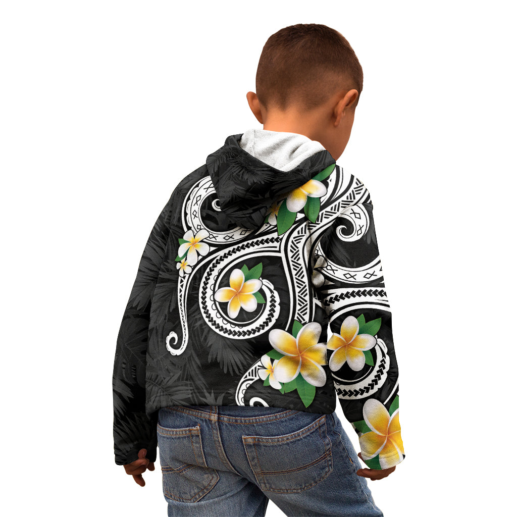 Kanaka Maoli Hawaii Plumeria Kid Hoodie Dancing Tentacles Black Style