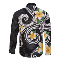 Kanaka Maoli Hawaii Plumeria Long Sleeve Button Shirt Dancing Tentacles Black Style
