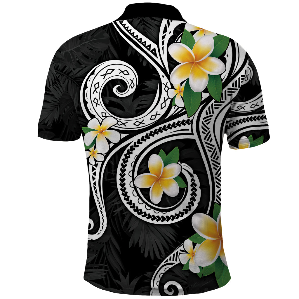 Kanaka Maoli Hawaii Plumeria Polo Shirt Dancing Tentacles Black Style