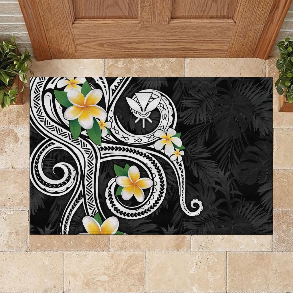 Kanaka Maoli Hawaii Plumeria Rubber Doormat Dancing Tentacles Black Style LT7 - Polynesian Pride