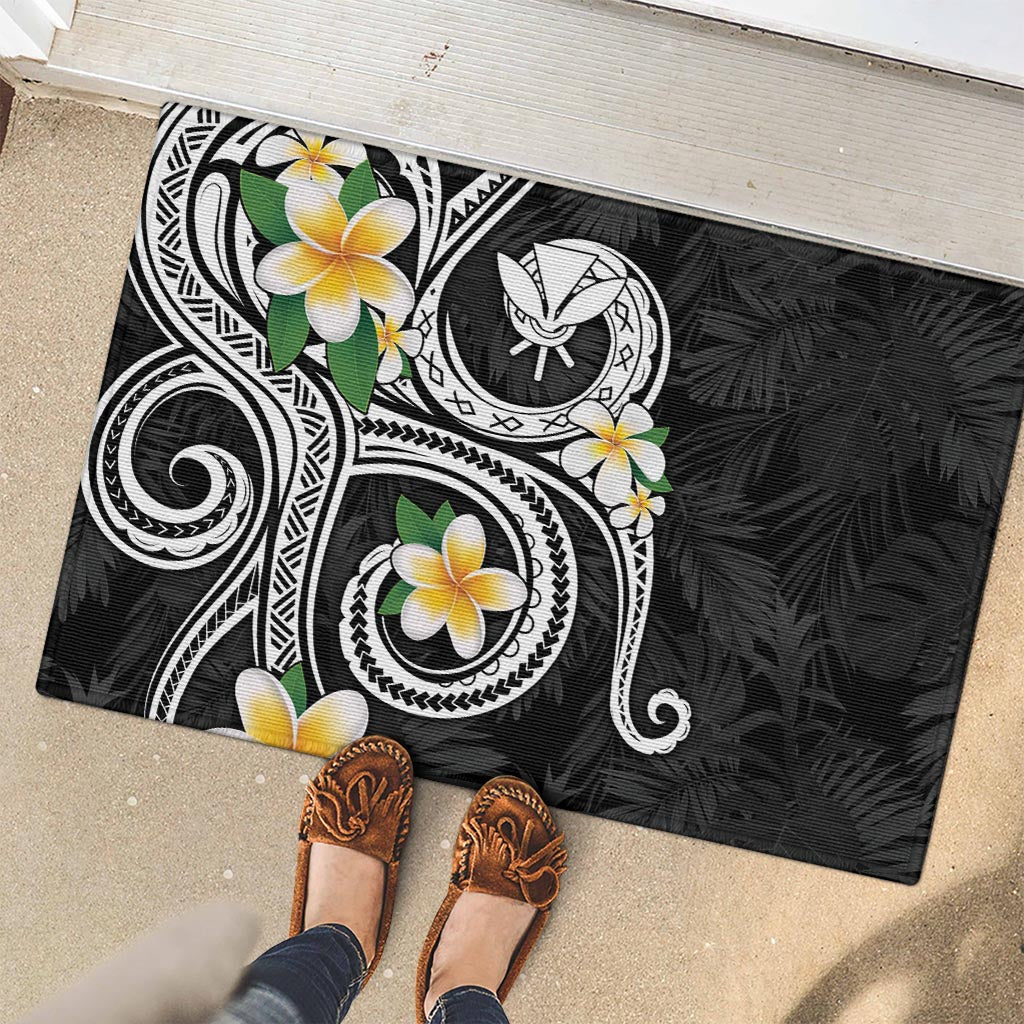 Kanaka Maoli Hawaii Plumeria Rubber Doormat Dancing Tentacles Black Style LT7 - Polynesian Pride