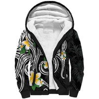 Kanaka Maoli Hawaii Plumeria Sherpa Hoodie Dancing Tentacles Black Style
