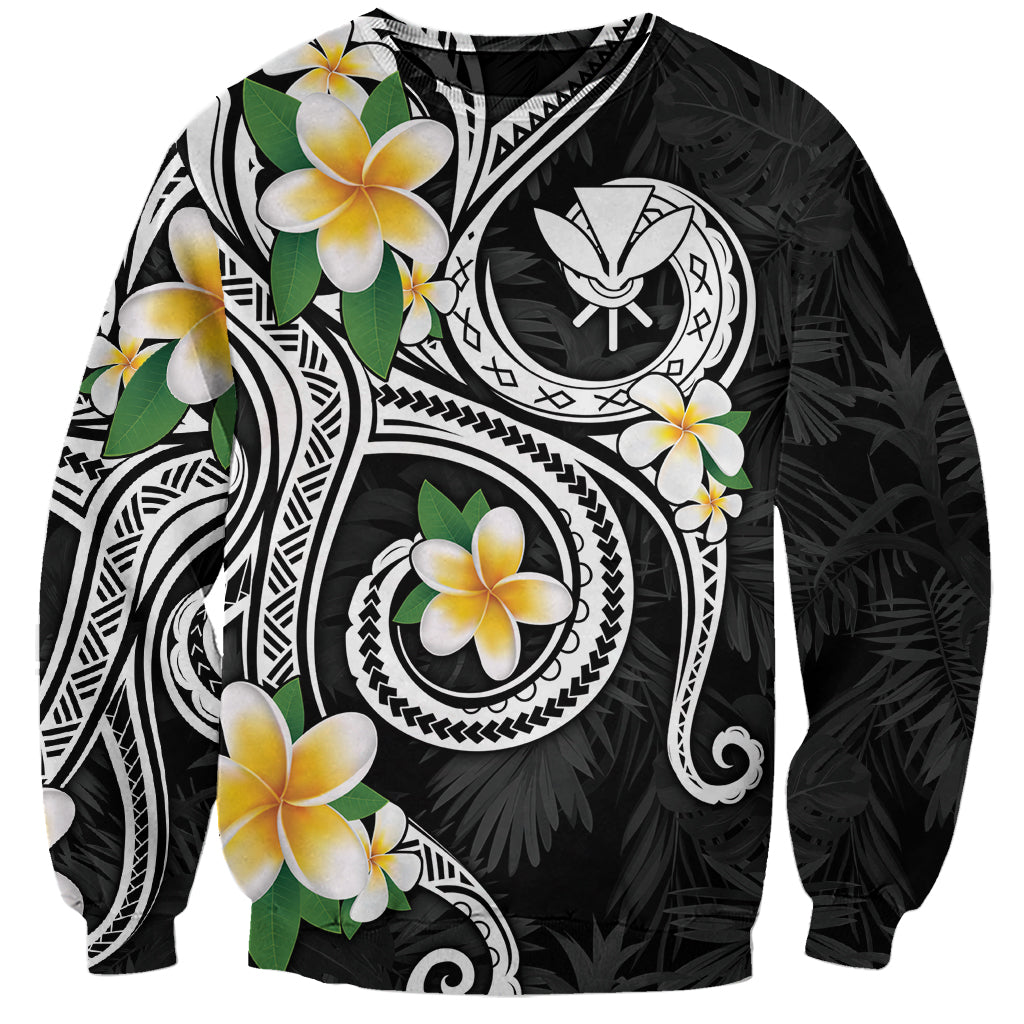 Kanaka Maoli Hawaii Plumeria Sweatshirt Dancing Tentacles Black Style LT7 Unisex Black - Polynesian Pride