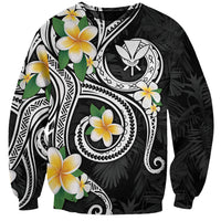 Kanaka Maoli Hawaii Plumeria Sweatshirt Dancing Tentacles Black Style LT7 Unisex Black - Polynesian Pride