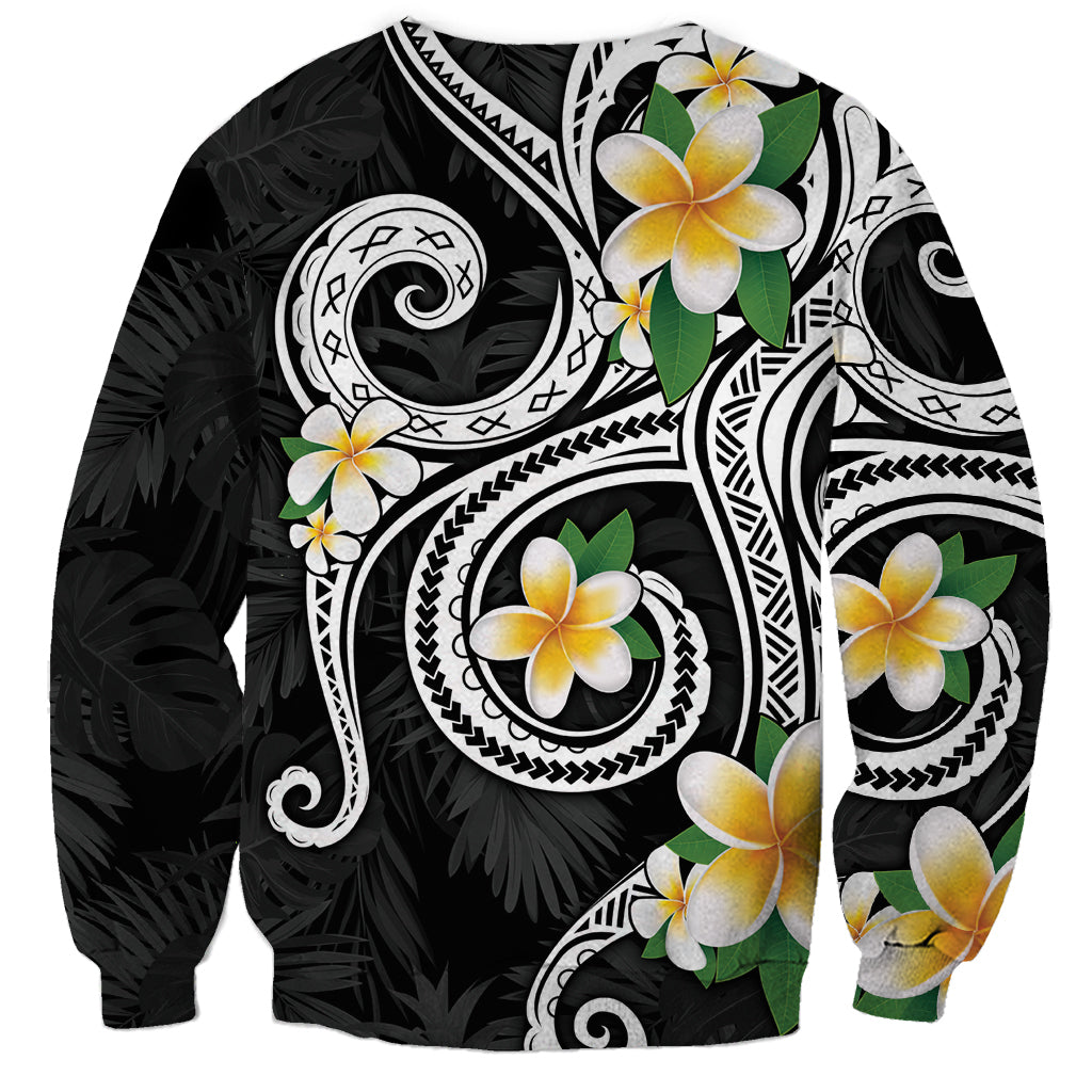 Kanaka Maoli Hawaii Plumeria Sweatshirt Dancing Tentacles Black Style LT7 - Polynesian Pride