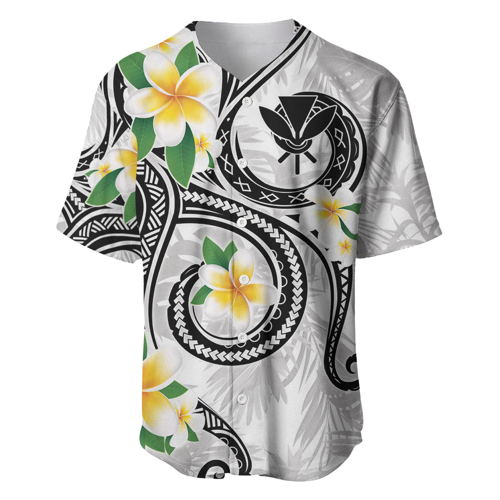 Kanaka Maoli Hawaii Plumeria Baseball Jersey Dancing Tentacles White Style LT7 White - Polynesian Pride