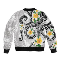 Kanaka Maoli Hawaii Plumeria Bomber Jacket Dancing Tentacles White Style