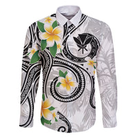 Kanaka Maoli Hawaii Plumeria Family Matching Puletasi and Hawaiian Shirt Dancing Tentacles White Style