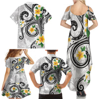 Kanaka Maoli Hawaii Plumeria Family Matching Summer Maxi Dress and Hawaiian Shirt Dancing Tentacles White Style LT7 - Polynesian Pride