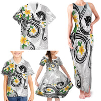 Kanaka Maoli Hawaii Plumeria Family Matching Tank Maxi Dress and Hawaiian Shirt Dancing Tentacles White Style LT7 - Polynesian Pride