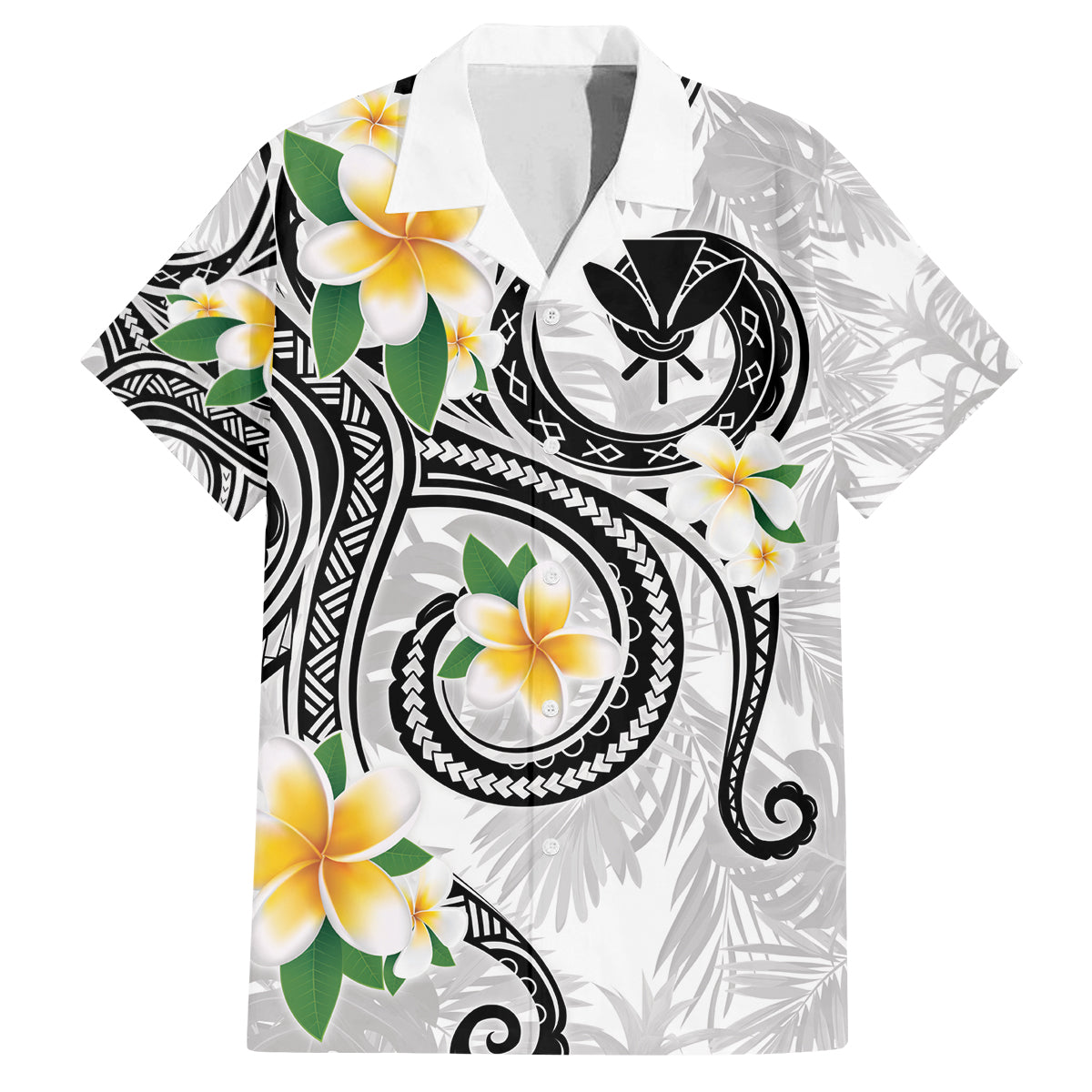 Kanaka Maoli Hawaii Plumeria Family Matching Tank Maxi Dress and Hawaiian Shirt Dancing Tentacles White Style LT7 Dad's Shirt - Short Sleeve White - Polynesian Pride