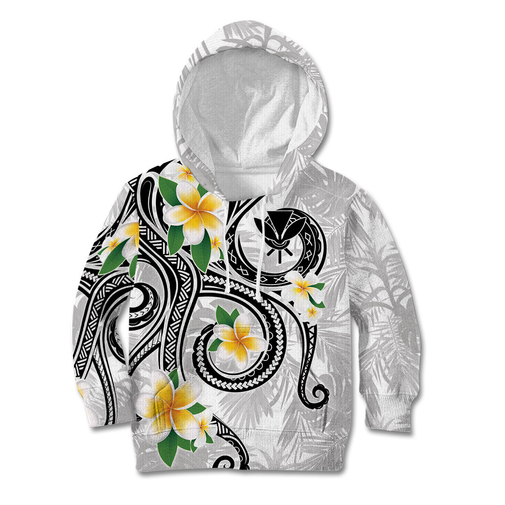 Kanaka Maoli Hawaii Plumeria Kid Hoodie Dancing Tentacles White Style