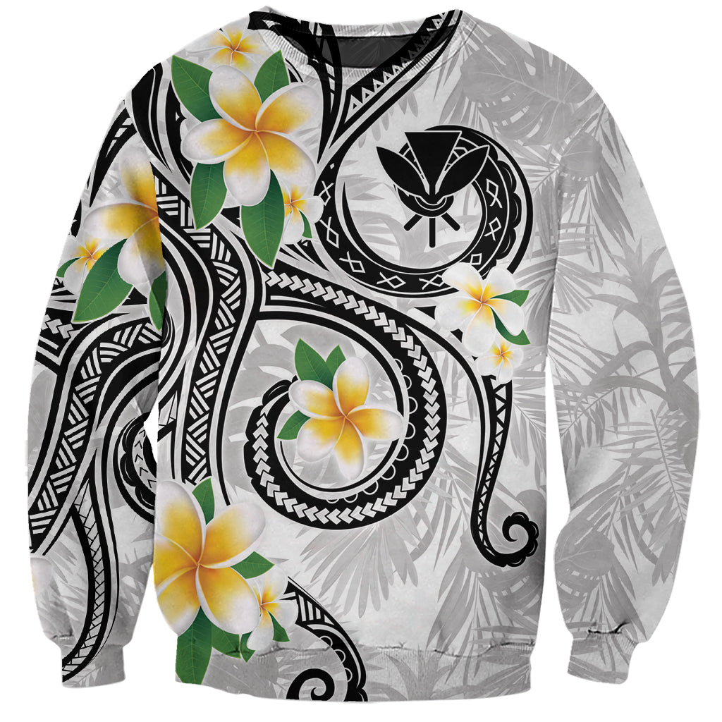Kanaka Maoli Hawaii Plumeria Sweatshirt Dancing Tentacles White Style LT7 Unisex White - Polynesian Pride