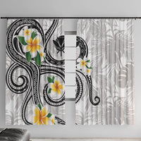 Kanaka Maoli Hawaii Plumeria Window Curtain Dancing Tentacles White Style LT7 With Hooks White - Polynesian Pride