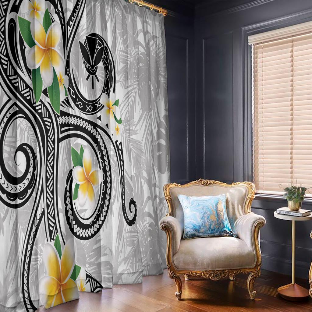 Kanaka Maoli Hawaii Plumeria Window Curtain Dancing Tentacles White Style LT7 - Polynesian Pride