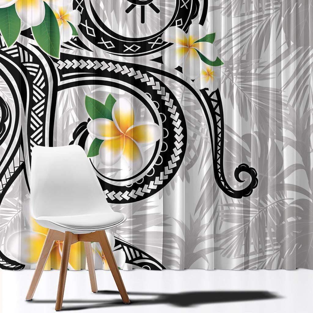 Kanaka Maoli Hawaii Plumeria Window Curtain Dancing Tentacles White Style LT7 - Polynesian Pride