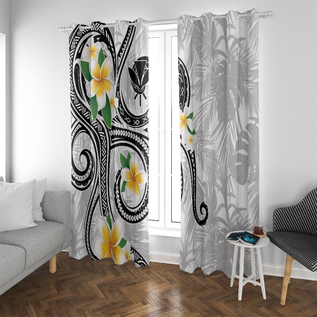 Kanaka Maoli Hawaii Plumeria Window Curtain Dancing Tentacles White Style LT7 With Grommets White - Polynesian Pride