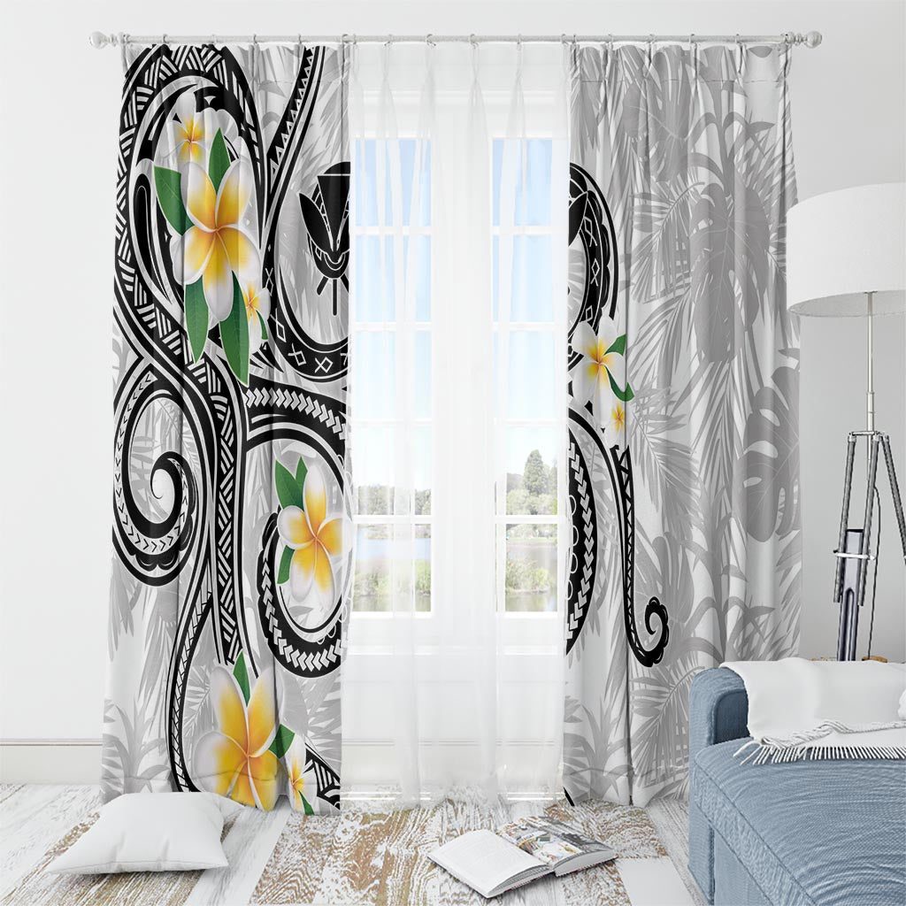 Kanaka Maoli Hawaii Plumeria Window Curtain Dancing Tentacles White Style LT7 - Polynesian Pride