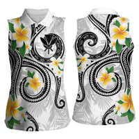 Kanaka Maoli Hawaii Plumeria Women Sleeveless Polo Shirt Dancing Tentacles White Style LT7 - Polynesian Pride