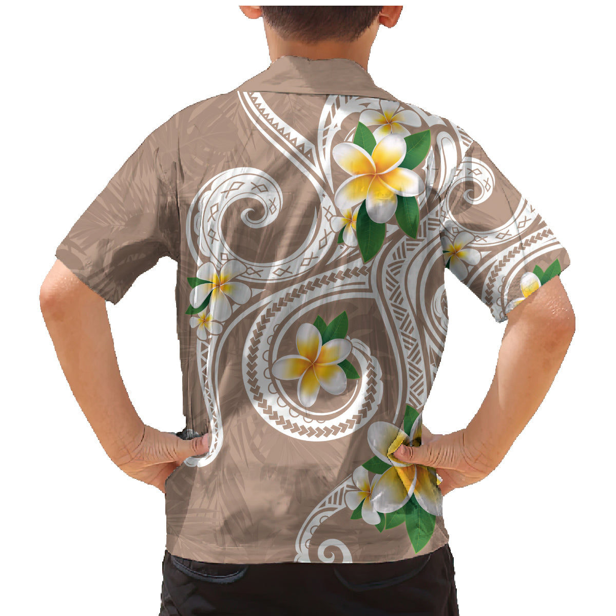 Kanaka Maoli Hawaii Plumeria Family Matching Mermaid Dress and Hawaiian Shirt Dancing Tentacles Beige Style LT7 - Polynesian Pride