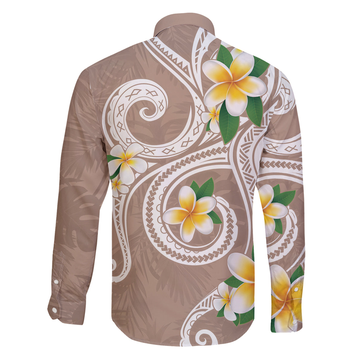Kanaka Maoli Hawaii Plumeria Family Matching Off Shoulder Maxi Dress and Hawaiian Shirt Dancing Tentacles Beige Style LT7 - Polynesian Pride
