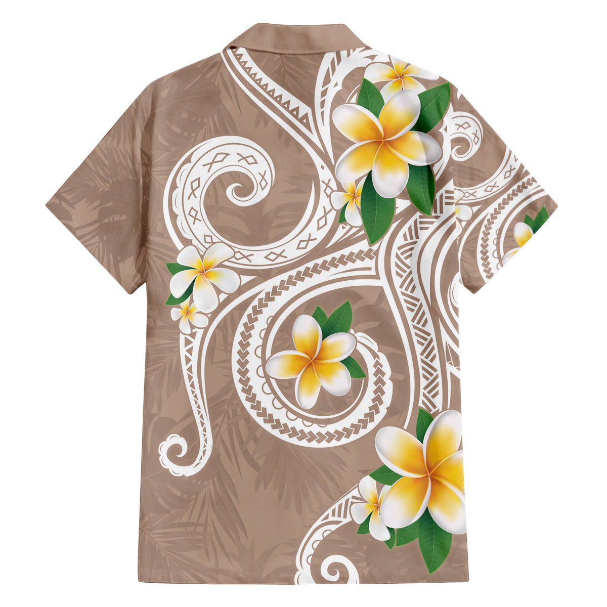 Kanaka Maoli Hawaii Plumeria Family Matching Off Shoulder Short Dress and Hawaiian Shirt Dancing Tentacles Beige Style LT7 - Polynesian Pride