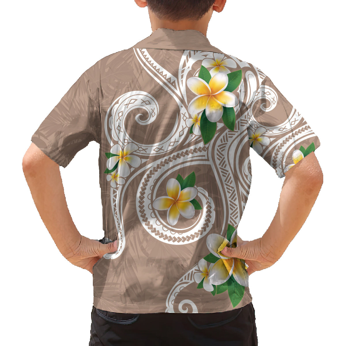 Kanaka Maoli Hawaii Plumeria Family Matching Puletasi and Hawaiian Shirt Dancing Tentacles Beige Style LT7 - Polynesian Pride